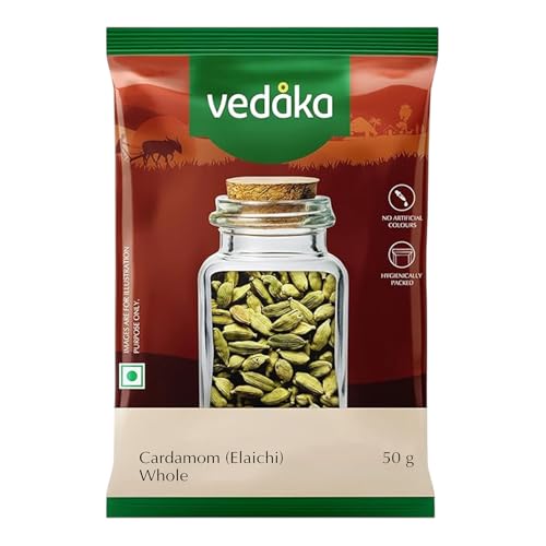 Amazon Brand - Vedaka Cardamom (Elaichi) Whole, 50 g, Small