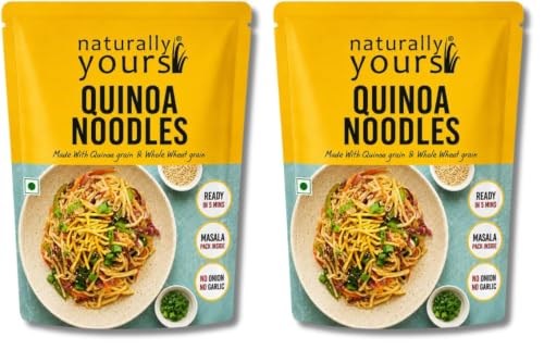 Naturally Yours Quinoa Hakka Noodles | Whole Wheat & Quinoa | No Maida, No Onion No Garlic, Jain Friendly, Vegan, Preservative Free, No MSG | High Protein & Fiber | Tastemaker Inside | 180g Pack