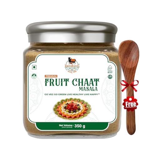 Satvik Sanatani Swaminarayan Jain Vegan Chatpata Fruit Masala 350g | Cumin, Coriander, Pudina, Pink & Black Salt | No Onion No Garlic | No Preservatives | Glass Jar with Steel Cap