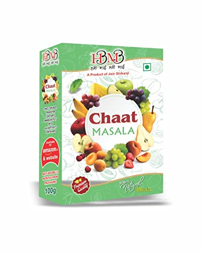 HBMB Jain Chaat Masala Powder 100g (Pack of 2 Boxes - Total 200g) | Authentic Chatpata & Tangy Spice Mix Combo | Natural Seasoning Spices for Salad, Fruits, Raita & Snacks