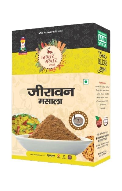 Jain Spices Jeeravan Masala | Authentic Indori Jeeravan Powder | Tangy & Spicy Multipurpose Chaat Masala for Poha, Fruits, Snacks & Street Food | Traditional Indian Spice Mix | 100% Pure & Fresh