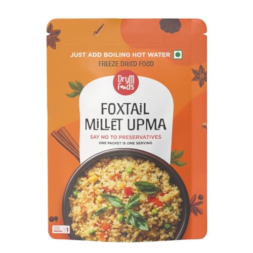 DryM Foods Instant Foxtail Millet Upma Combo of 2 - Mild & Easy to Make, No Preservatives, Low Sodium, MSG-Free, Freeze Dried, High Nutrition, Ready in Minutes, Vegetarian Breakfast - 100g x 2.