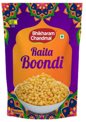 Bhikharam Chandmal's Raita Boondi I 200gms | No Onion No Garlic I 100% Roasted | Fresh from Factory | Travel - Gift Pack | Crunchy, AnyTime Snack I Ready to Eat |