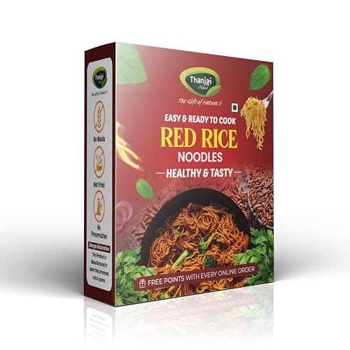 Thanjai Natural Red Rice Millet Noodles 180 Grams X 2 (360 Grams) Of Homemade Natural Millet Noodles(No Preservatives, No Chemicals, No Artificial Extract), Vegetarian