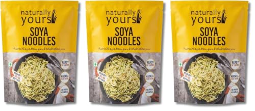 Naturally Yours Soya Hakka Noodles | Soybean & Wheat Protein | No Maida, No Onion No Garlic, Jain Friendly, Vegan, Preservative Free, No MSG | High Protein & Fiber | Tastemaker Inside | 180g Pack