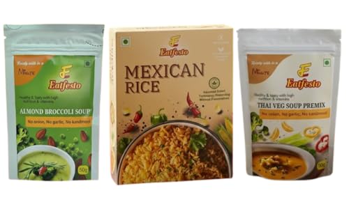 Eatfesto Almond Broccoli Soup Premix 50g | No Onion No Garlic | Jain Friendly | Healthy Instant Soup | Ready in 2 Minute Pac Of 3