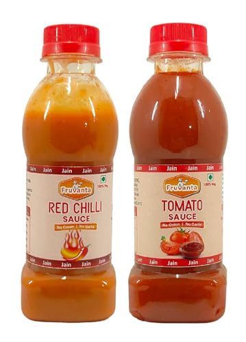 Fruvanta Jain Sauce/Catchup Combo Without Onion/garlic/Potato Tomato Sauce (200gm) and Red Chilli Sauce (200gm) (Pack of 2)