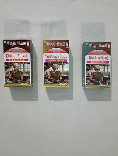Desi Dadi Premium Indian Spice Mix Set, Chole Masala, Shahi Biryani Masala, Kitchen King, No Onion No Garlic, 100g Each