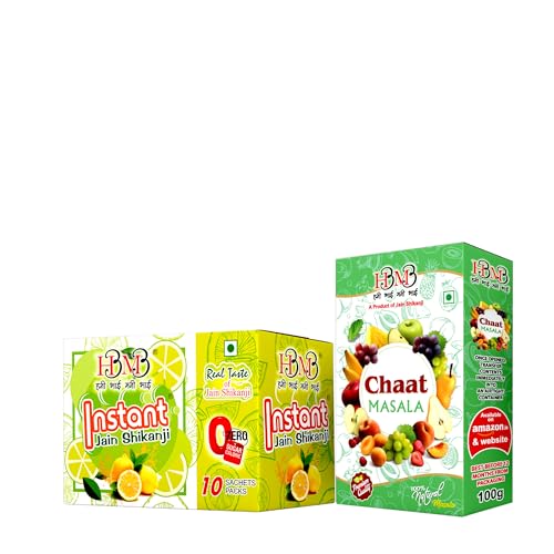 HBMB Premium Combo Pack | Instant Jain Shikanji Drink Mix & Tangy Chaat Masala (100g) | Refreshing Summer Drink & Snack Seasoning