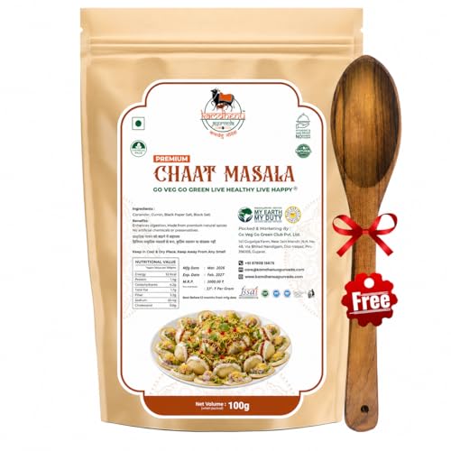 Satvik Sanatani Sawaminaryan, Jain, Vegan Tangy Street-Style ChatPata Spice Masala | Blend Natural Ingredients Cumin, Coriander, Pudina, Pink & Black Salt | No Preservatives | FSSAI Certified | No Onion No Garlic | 100g Standy Pouch, Fruit Masala |