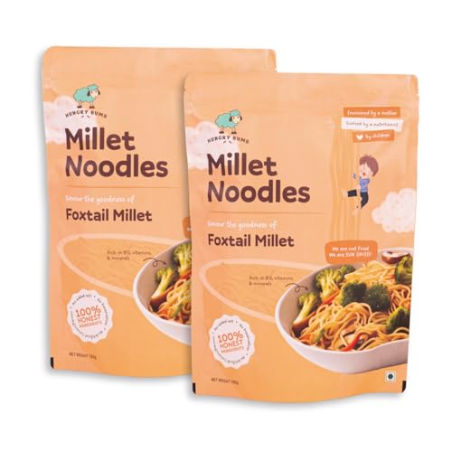 Foxtail Millet Noodle - Pack Of 2 (180gm each) | Sun Dried, Vegan Noodle| Rich in Magnesium and Vitamin B12 | No Maida Noodle | No MSG, No Preservative