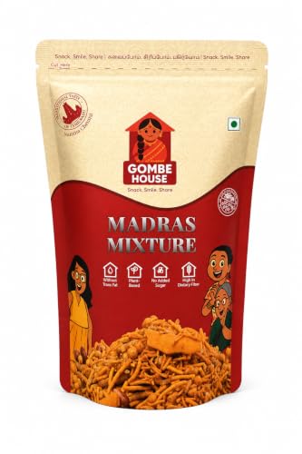 Gombe House Madras Mixture 120g Authentic South Indian Namkeen Snack Crispy & Flavorful Tea Time Savory No Palm Oil & No Preservatives Vegan Traditional Homemade Taste