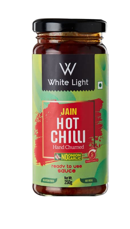 White Light Food Jain Hot Chilli Sauce l Vegan and Natural Ingredients l Ready to Eat Healthy Food (250g) (Pack of 1)