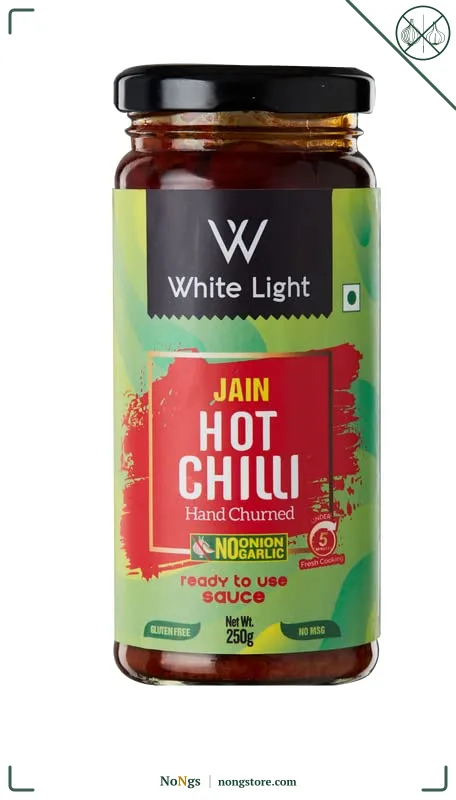 White Light Food Jain Hot Chilli Sauce l Vegan and Natural Ingredients l Ready to Eat Healthy Food (250g) (Pack of 1)