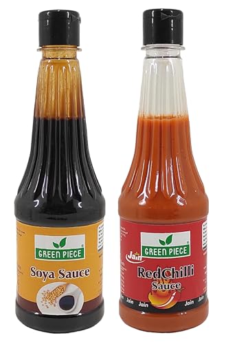 Green Piece Jain Sauce WIth No Onion/Garlic Soya sauce & Red Chilli Sauce(Pack of 2) Sauce (1000 ml)
