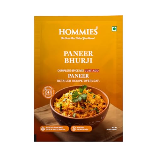 Hommies Paneer Bhurji Curry Spice Mix (Pack of 4) | Paneer Bhurji Masala | Ready to Cook in 15 Mins | Just Add Paneer & Milk | Serves 4 | Made with Cashew Nuts | No Preservatives | 200 g (4 × 50 g)