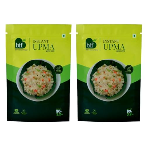 BFF Instant Upma 90g | Indian Breakfast Mix | Just Add Water | Made with Semolina & Spices | Convenient Meal for Home, Office & Travel (Pack of 2)
