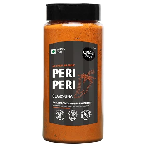 Omas Fresh Jain American Peri Peri Seasoning | No Onion, No Garlic Peri Peri Seasoning Best for Makhana, Pop-Corn, Savouries (250g, Jain Peri Peri)