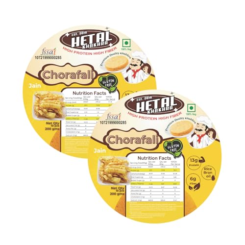 Chorafali Khakhra JAIN, Gluten Free, High Protein, Ready to Eat Snack, 200g, Pack of 2
