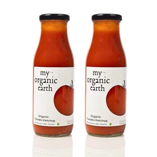 My Organic Earth - Jain Tomato Ketchup (Pack of 2) | No Onion No Garlic Tomato Ketchup | Low on Sugar | Certified Organic Tomatoes | (300gm x 2)