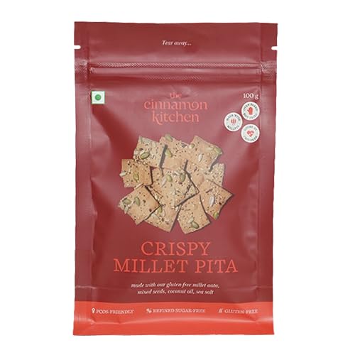 The Cinnamon Kitchen Mix Millet Pita Duo (100g) |High Protein |100% Gluten-Free & Baked Not Fried | No Maida, No Dairy, No Preservatives | Organic Ancient Grain Pita Chip | Healthy Cracker & Snack