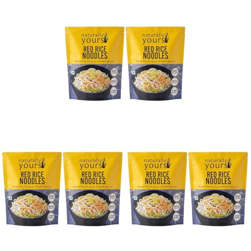 Naturally Yours Red Rice Hakka Noodles | No Maida, Non-Fried, Vegan, Preservative Free | No Onion No Garlic, Jain Friendly | High Iron, Antioxidants & Fiber | Healthy & Easy to Digest | 180g Pack of 6