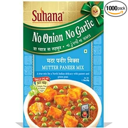 Suhana Mutter Paneer Nong (No Onion No Garlic) 50g Pouch | Spice Mix | Easy to Cook | Pack of 9