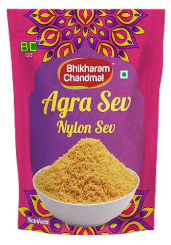 Bhikharam Chandmal's Agra Sev (Nylon Sev) I 200gms | No Onion No Garlic I 100% Roasted | Fresh from Factory | Travel - Gift Pack | Vegan Gluten-Free | Crunchy, AnyTime Snack I Ready to Eat |