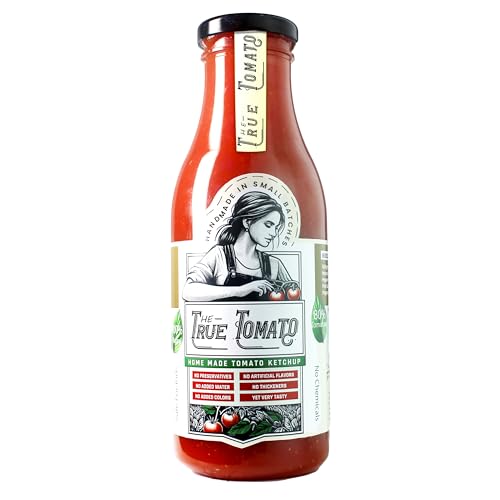 The True Tomato Ketchup 550 Gram | Handmade And Fresh | Natural |1940 gm tomatoes in 1 kg ketchup |No Chemicals,No Added Colors,No Cornstarch, No Oils, No Preservatives,No Thickeners