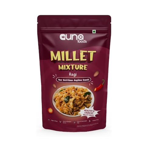 Guna Foods Millet Mixture – Ragi Chivda 150 gm | Crunchy & Healthy Snack | Rich in Calcium & Fiber | Oil-Lite, Wholesome & Guilt-Free | Perfect Tea-Time, Travel & On-the-Go Snack |