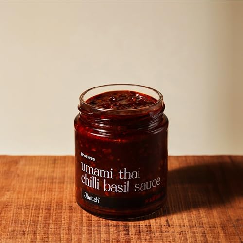 Small Batch Root Free Umami Thai Chilli Basil Sauce, Jain Friendly, No Onion No Garlic, Gourmet Condiment, Spread, Marinate, Saute, Stir-Fry, Dip, Paneer, Tofu, Roti, Pizza, Jbatch - 180gms