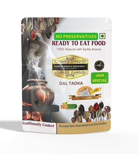 INDIAN KHANA KHAZANA Dal Tadka 300gm | No Onion No Garlic | JAIN SPECIAL I No Added Preservative and Colours (Dal) Serve Hot Anytime Anywhere with our Flameless Food Heater inside the Pack | Indian Tasty Flavour Ready to Eat Food Dal Tadka
