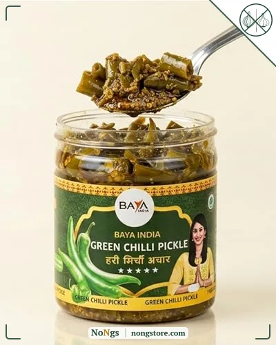 Baya India Homemade Hari Mirchi ka Achar | Authentic Green Chilli Pickle | Teekha Mast | Spicy & Tangy | Sun-Dried Chemical Free | No Vinegar No Garlic & Onion | 700g Plastic Jar