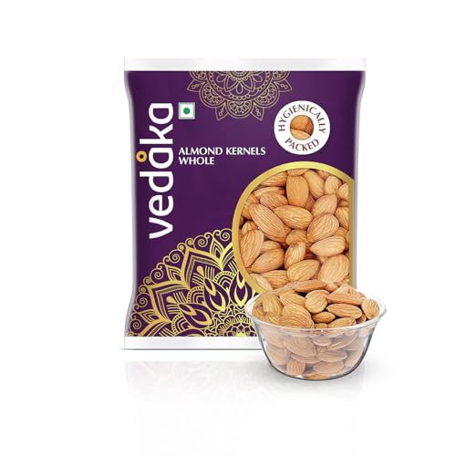 Amazon Brand - Vedaka Almonds | 200 g | California Almonds | 100% Natural Badam Giri | Rich In Protein & Dietary Fiber | Crunchy Texture & Delicious Nutty Flavour | No Added Preservatives