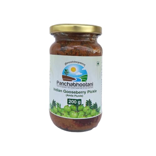 Panchabhootani Indian Gooseberry Pickle 200g | Amla Pickle/Awla Pickle with Masala | Tangy & Salty | Preservatives Free | Less Oil | Fresh & Homemade | Traditional Recipe