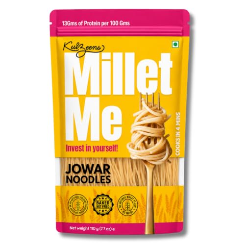 Millet Me by Kuizeens Gluten-Free Jowar Noodles - 110g | High-Protein SorghumNoodles | Gluten-Free Delight | Easy-to-Make | No MSG | No Preservatives | Low Glycemic |Jain | No Onion & Garlic