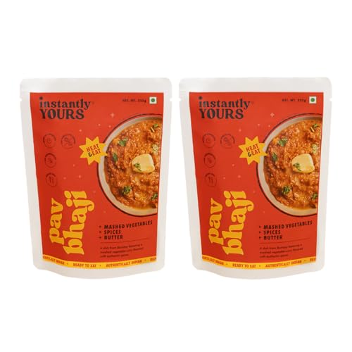 Instantly Yours Ready to Eat Pav Bhaji 450 gm (Pack of 2) | Hygiene Street Food | Just Heat and Eat | Mashed Vegetables and Butter (No Onion No Garlic)(jain)