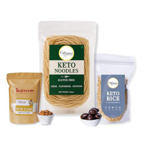 Millet Me by Kuizeens Keto Hamper - 450g | Keto Flour 250g/Noodles 110g/Rice 100g/4 Pcs Chocolate |Extremely Low Carb Atta|Zero Added Sugar Keto Sweets|Jain | No Onion & Garlic