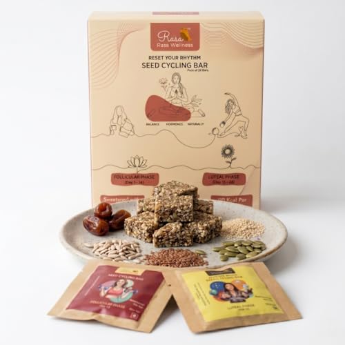 Rasa Seed Cycling Bar 700g | PCOS & PCOM Friendly | 28 Healthy Snack Bars | Supports Menstrual Cycle Wellness | High Fiber | Hormone Balance Snack with Flax, Pumpkin, Sunflower, Sesame & Chia Seeds