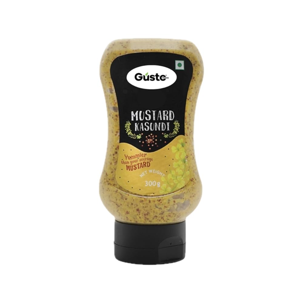 Gusto Foods Kasundi Mustard Sauce 300gram | Authentic Pungent for Salad Dressings | Traditional Kasundi Mustard Sauce Bengali | Ready-to-use | Plant-based & Vegan | No chopping, grinding | No extra prep needed