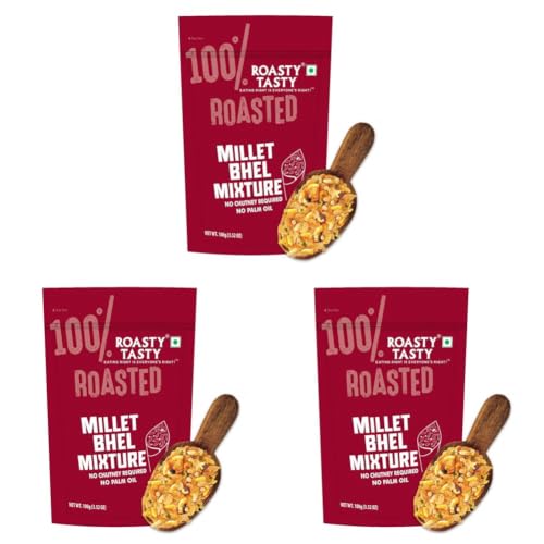 Roasty Tasty Millet Bhel Mix 100g | Ready-to-Eat Healthy Bhel Snack – No Chutney Required | Roasted Namkeen with Millets, Chana & Spices | High Fiber | No Onion No Garlic Bhel Namkeen | Instant Bhel Mix