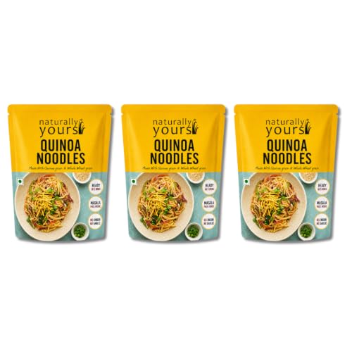 Naturally Yours Quinoa Hakka Noodles | Quinoa & Whole Wheat | No Maida, No Onion No Garlic, Jain Friendly, Vegan, Preservative Free, No MSG | High Protein & Fiber | Tastemaker Inside | 180g Pack of 3
