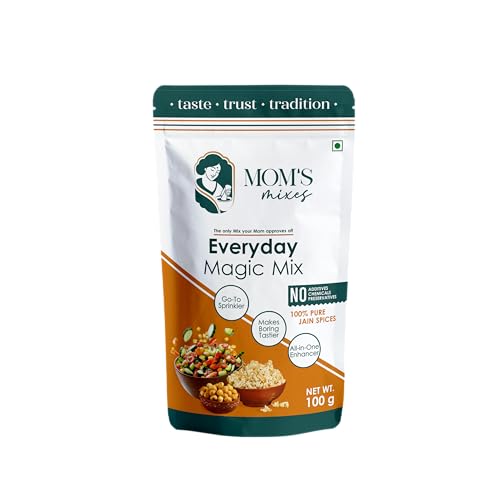 Mom’s Mixes Everyday Magic Mix | All-in-One Seasoning & Taste Enhancer | Chaat Masala & Peri Peri Alternative | For Snacks, Fruits, Salads & Meals | Jain Friendly (No Onion No Garlic) | Preservatives Free | Non GMO | 200g