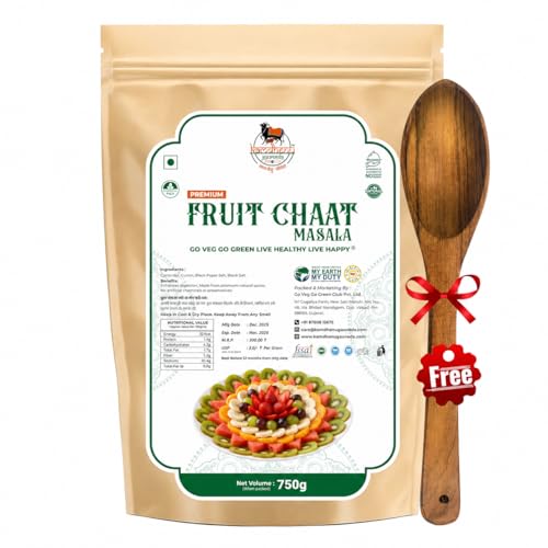 Satvik Sanatani Sawaminaryan, Jain, Vegan Tangy Street-Style ChatPata Spice Masala | Blend Natural Ingredients Cumin, Coriander, Pudina, Pink & Black Salt | No Preservatives | FSSAI Certified | No Onion No Garlic | Pack In 750g Pouch, Fruit Masala)