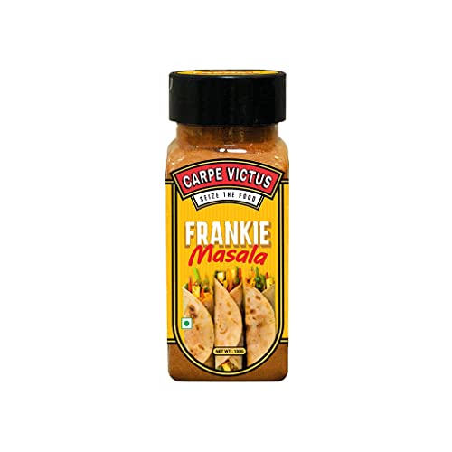 Carpe Victus No Onion No Garlic Authentic Jain Mumbai Frankie Masala for Vegetarian Food, Seasonings for Wraps, Rolls, Sandwiches, Burgers, Franky Seasoning Masalas for Unique Flavor, 100 gms