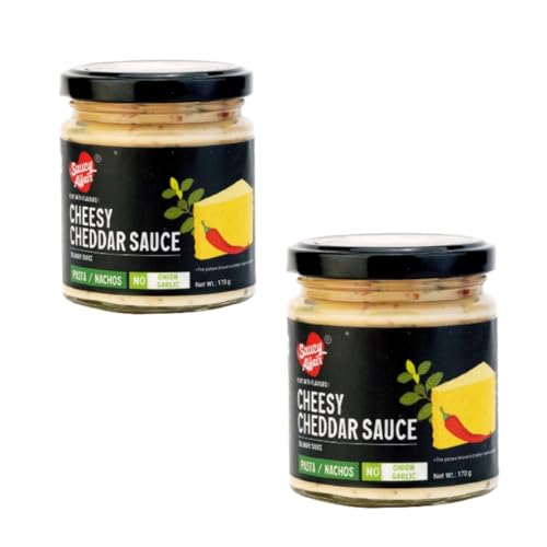 Saucy Affair Sauce- No onion No Garlic Sauce | Cheesy Cheddar Sauce Set of 2 | Creamy, Flavorful, Perfect for Dipping, Drizzling & Cooking, 340 gram