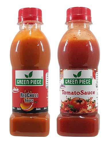 Green Piece Jain Sauce/Catchup Combo Without Onion/garlic/Potato Tomato Sauce (200gm) and Red Chilli Sauce (200gm) (Pack of 2) Sauce (400 g)