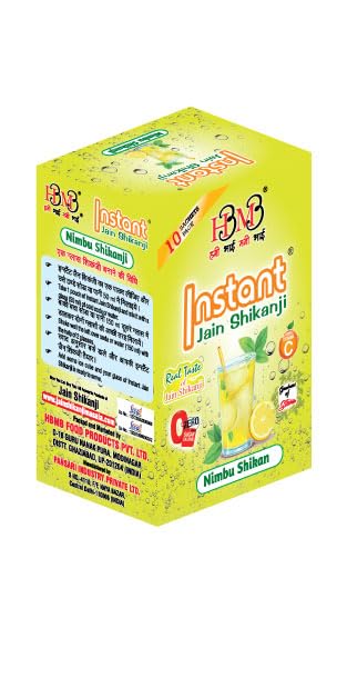 Instant Jain Shikanji Lemon | Nimbu Shikanji | Traditional Masala Lemonade | Instant Nimbu Pani Drink Mix | Natural Summer Refreshing Beverage | Ready to Make Indian Cooler | Pack of 1| 10 Sachets
