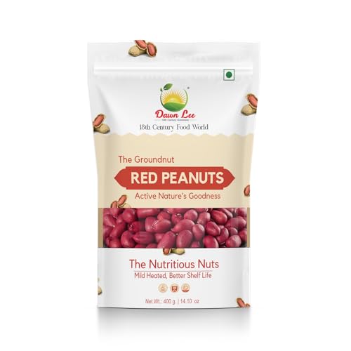 Dawn Lee Raw Desi Red Peanuts | Mildly Roasted | High Protein & Fiber | Groundnut | Moongfali | Sing Dana | Premium Fasting Snack for Navratri, Ekadashi and Jain fasting | Non-GMO | Resealable Kraft Bag – 400g