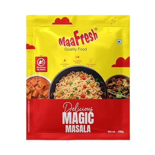 MAAFRESH No Onion No Garlic Magic Masala 500g | Pure Indian Spice Blend | Flavorful Masala for Curries, Gravies & Vegetables